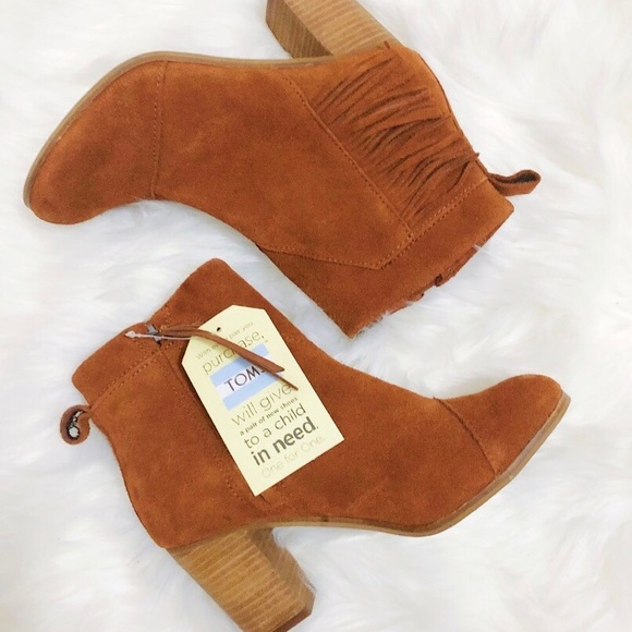 TOMS Lunata Fringe Western Style Boots Booties - Picture 2 of 8